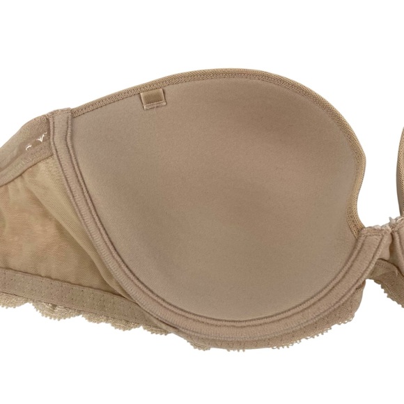 NATORI TAN FEATHERS PLUNGE STRAPLESS BRA SIZE 32D - Picture 4 of 12